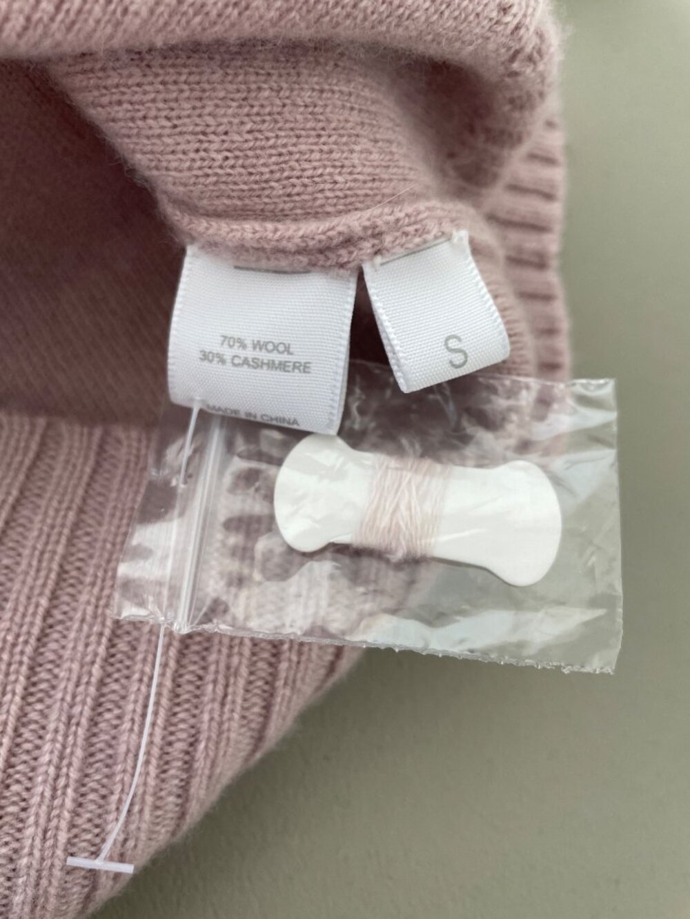 Kokun Cardigan Sweater Small Zip Front Long Sleeve Wool Cashmere Blend Pink Cozy - Picture 4 of 7